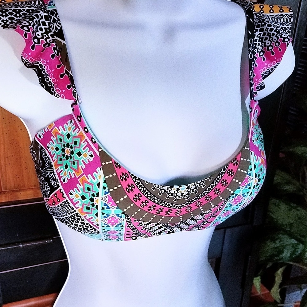 Adorable Laundry Bikini Top Small Black/Multi